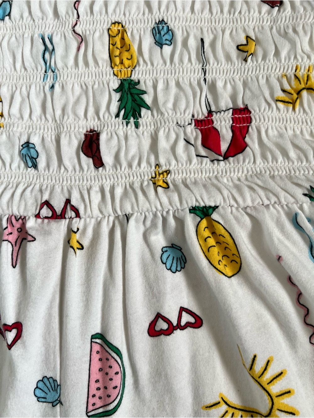 Old Navy White Tropical Print Girls' Romper with Multi-Color Icons - Picture 3 of 4